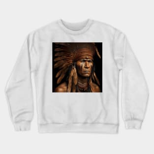 [AI Art] Proud Native American Man With Headdress Crewneck Sweatshirt